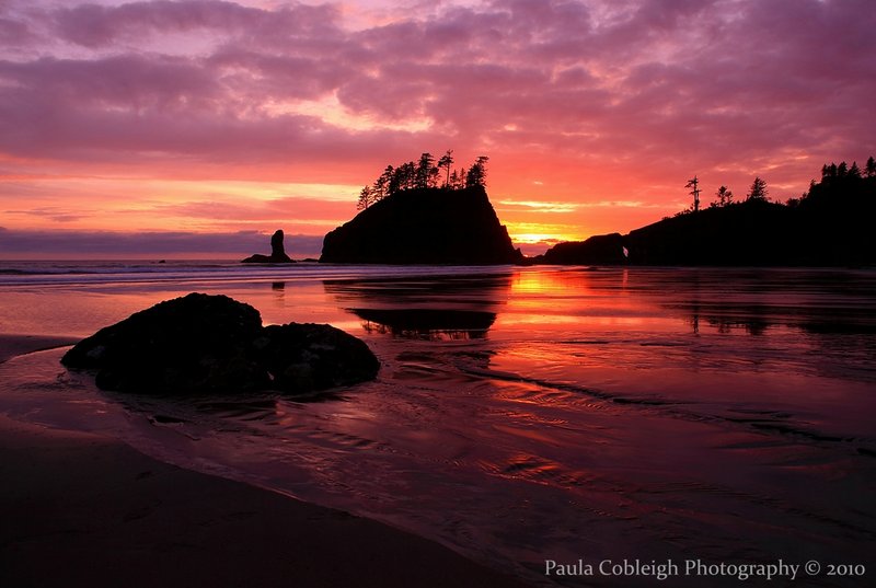 Sunset on Second Beach by Paula Cobleigh Photography